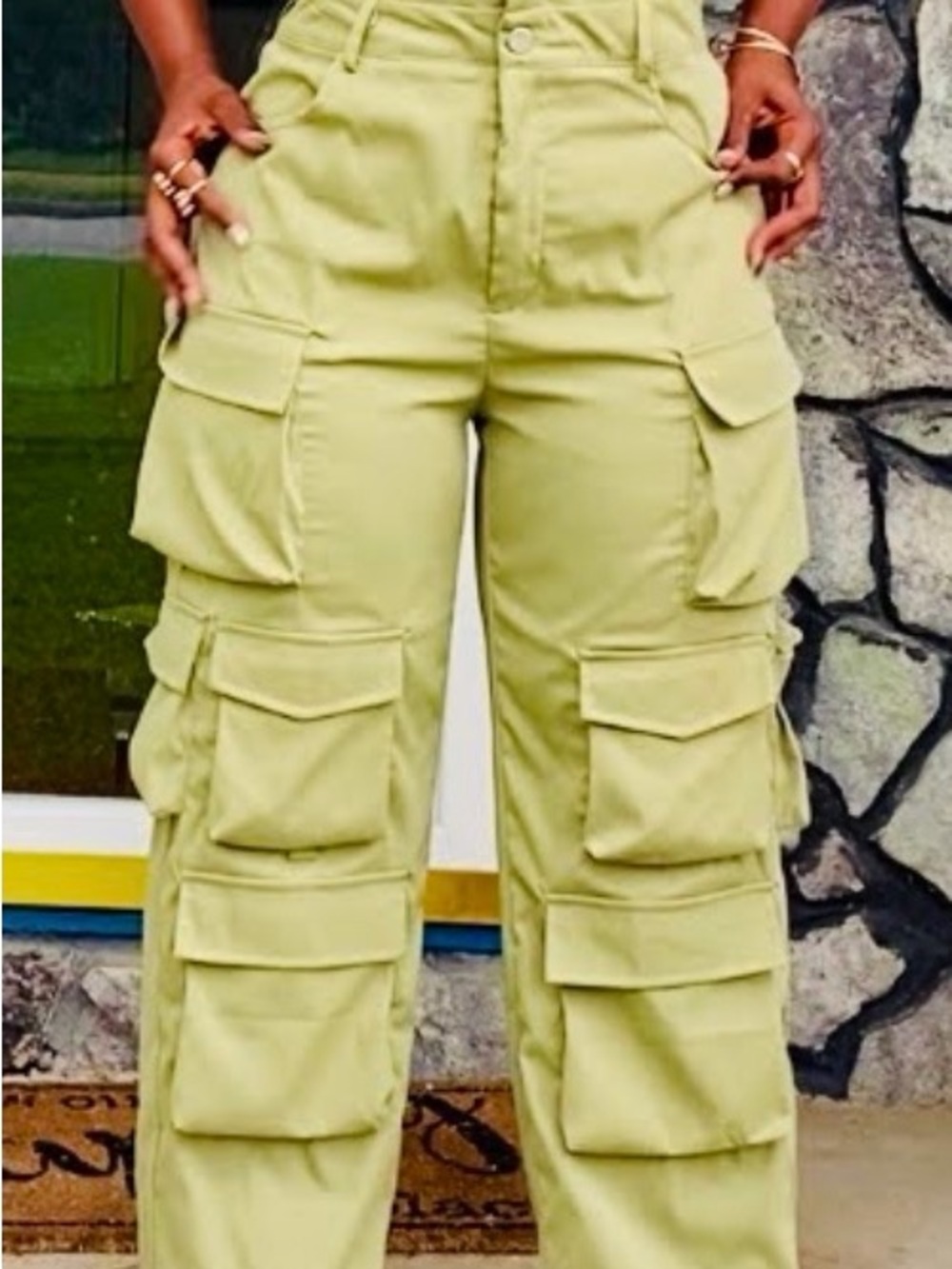 SHEIN Light Lime Cargo Jumpsuit with Multi Pockets - Picture 1 of 4